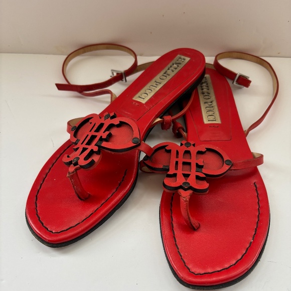 Emilio Pucci Shoes - EMILIO PUCCI CHERRY RED LOGO SANDALS 7.5 AA